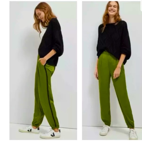Anthropologie Diandra Pleated Joggers Pants Green4 - Picture 2 of 10